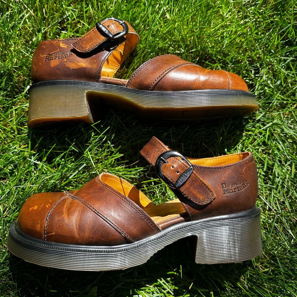 Brown Smooth Open Waisted Overlaid Vamp Dr. Marten